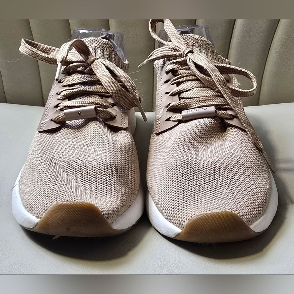 Nautica Shoes Womens 9 Zyla Knitted Low Top Lace Up Sneakers Beige Mesh Fabric - Picture 3 of 13
